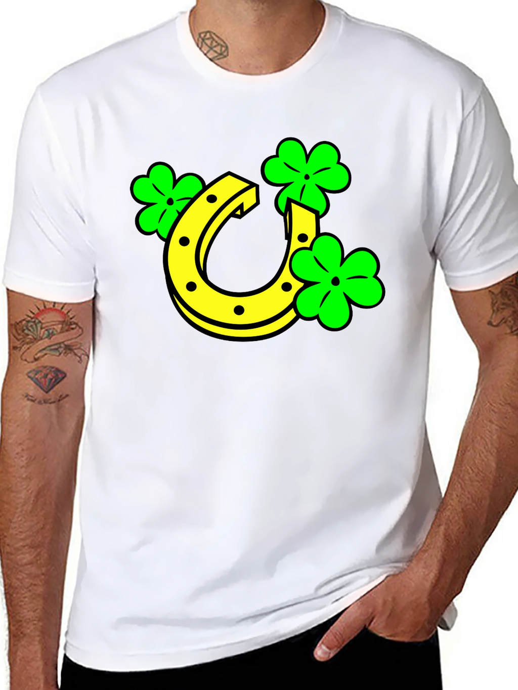 Lucky Horseshoe & Clover Black T-Shirt