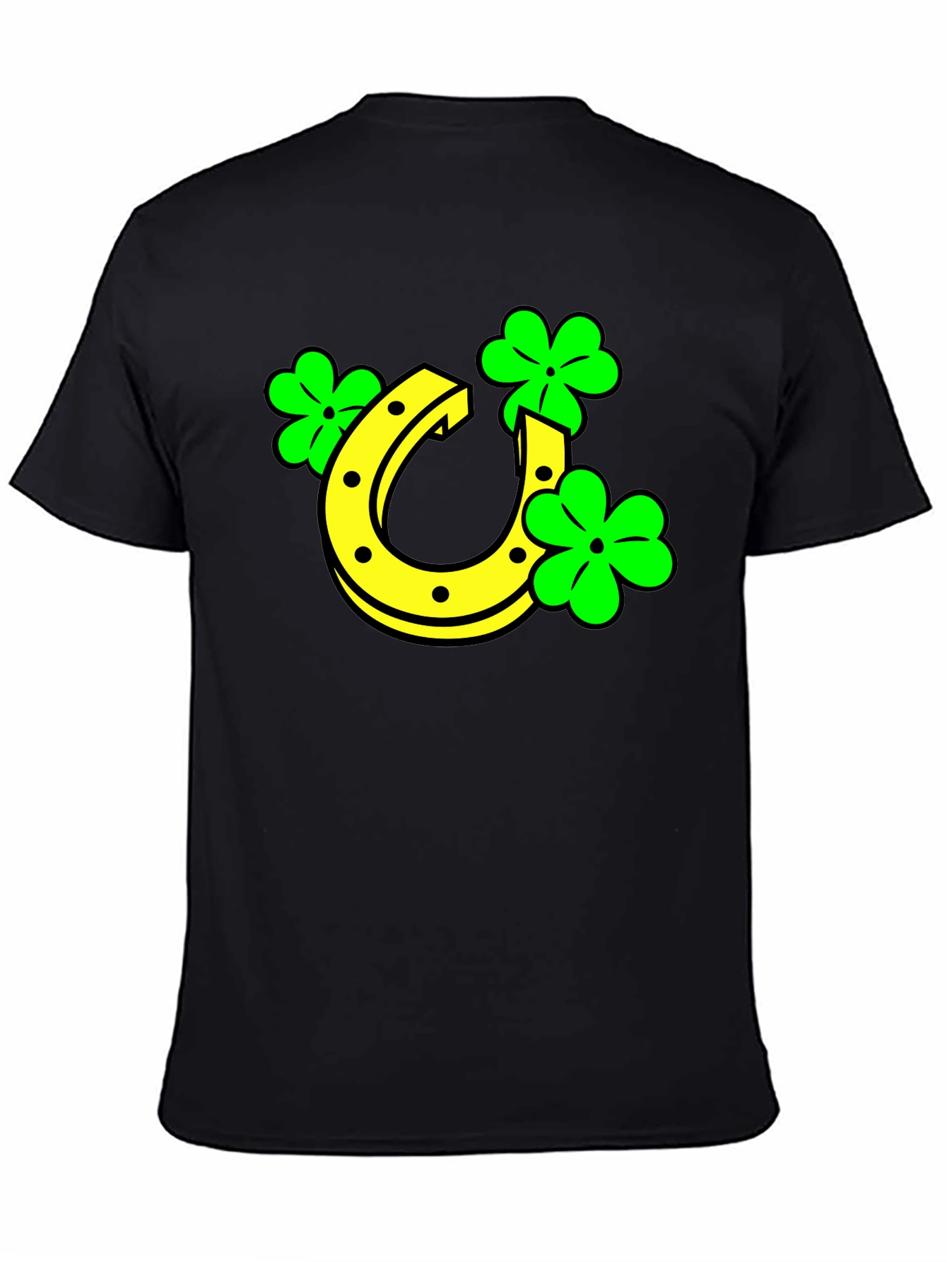 Lucky Horseshoe & Clover Black T-Shirt