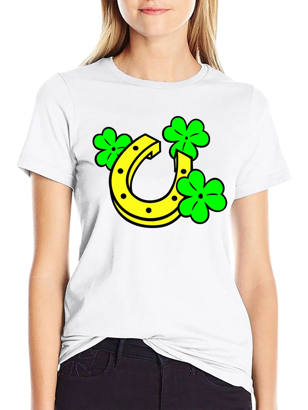 Lucky Horseshoe & Clover Black T-Shirt