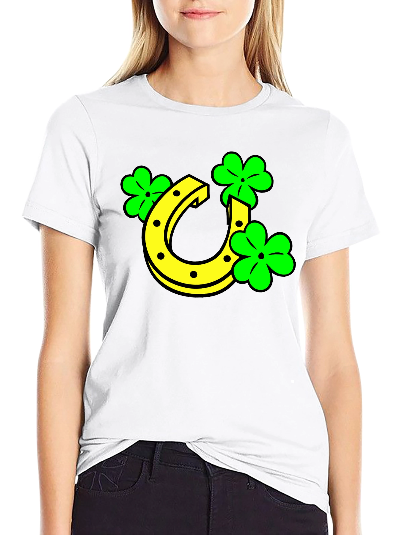 Lucky Horseshoe & Clover Black T-Shirt