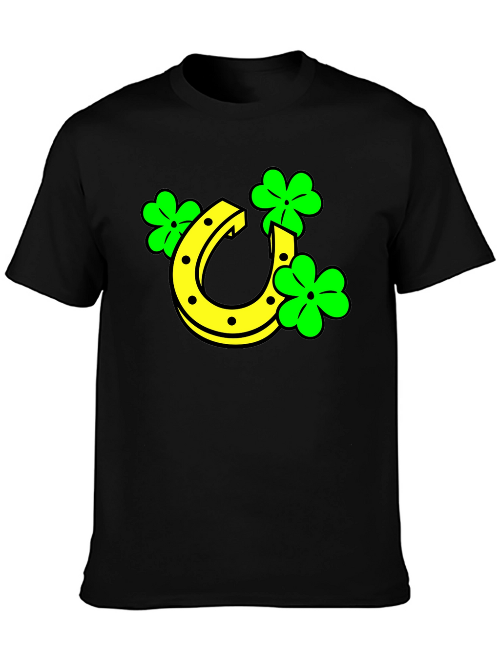 Lucky Horseshoe & Clover Black T-Shirt