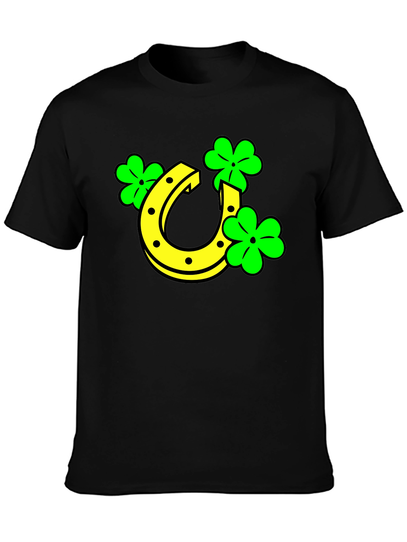 Lucky Horseshoe & Clover Black T-Shirt
