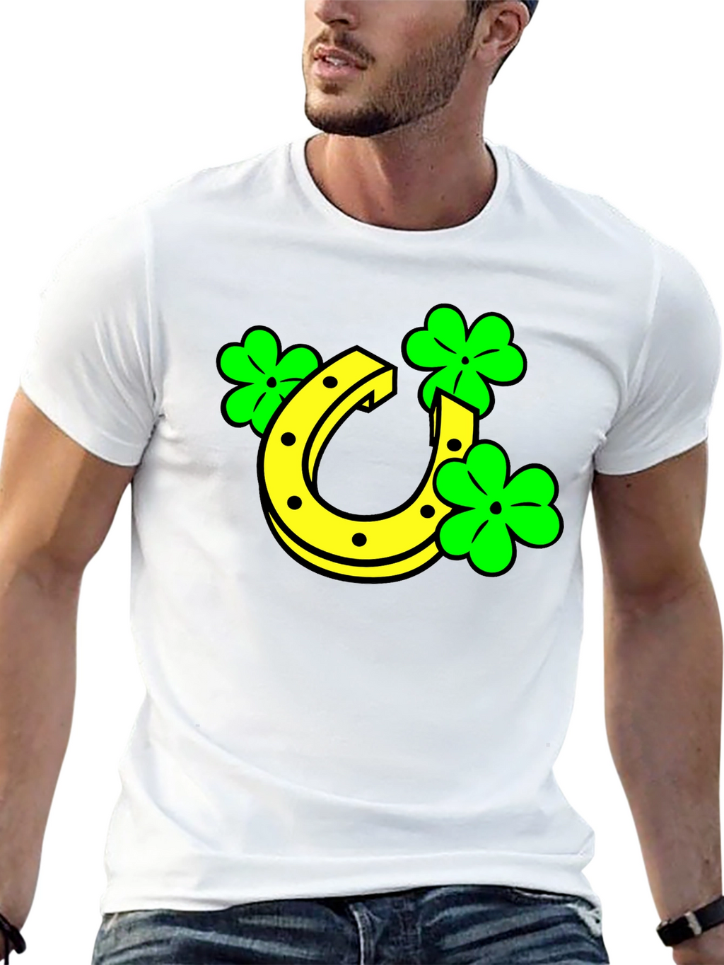 Lucky Horseshoe & Clover Black T-Shirt
