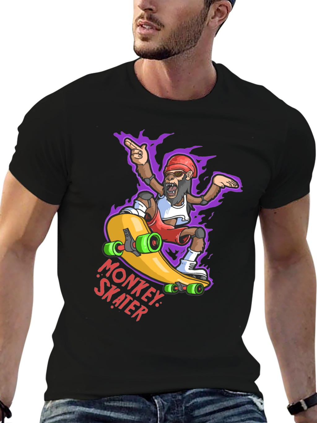 Monkey Skater Graphic Tee - Cool Cartoon Skateboard T-Shirt