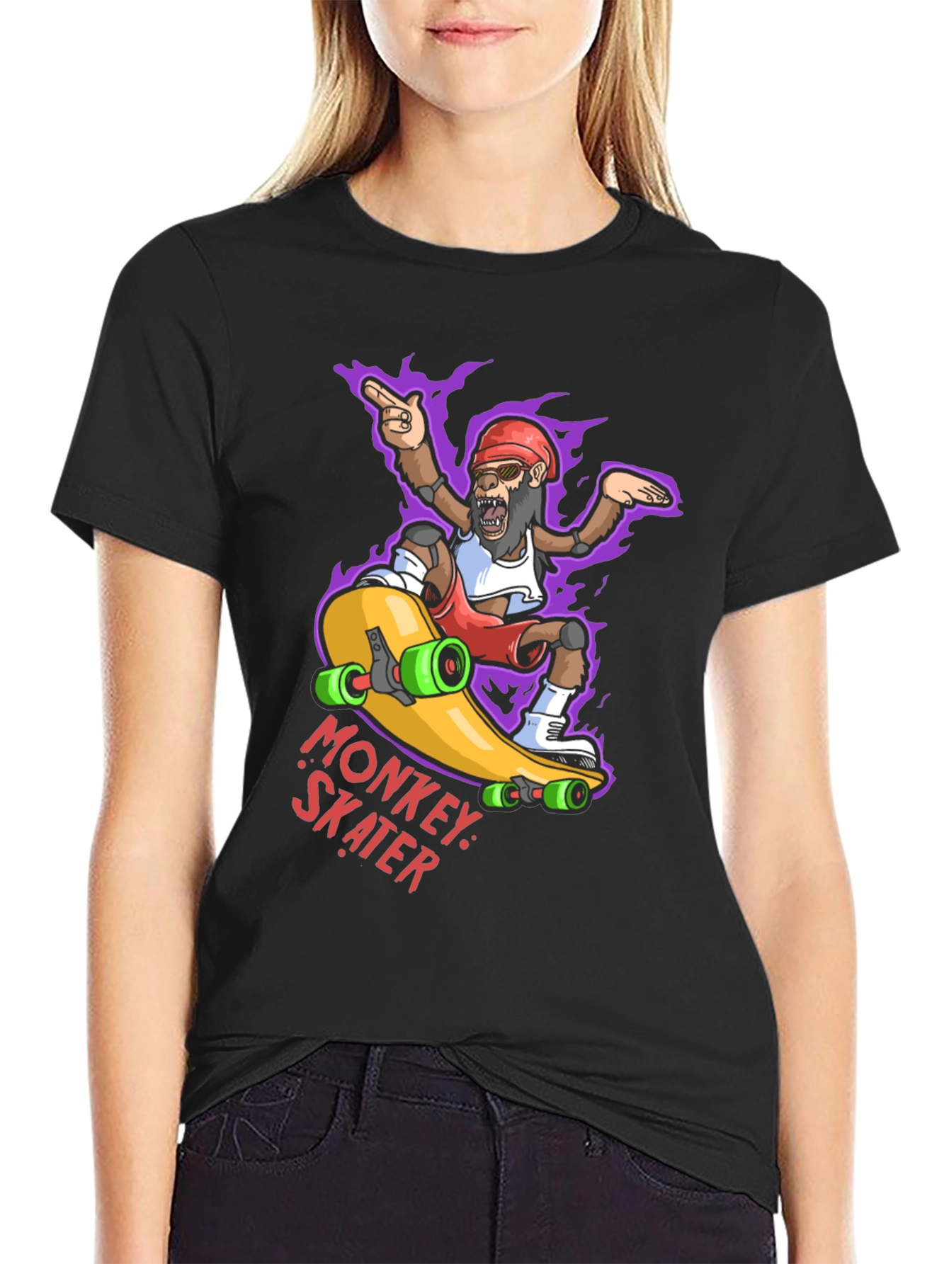 Monkey Skater Graphic Tee - Cool Cartoon Skateboard T-Shirt