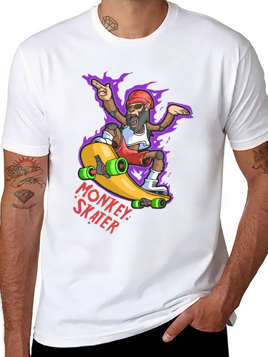 Monkey Skater Graphic Tee - Cool Cartoon Skateboard T-Shirt