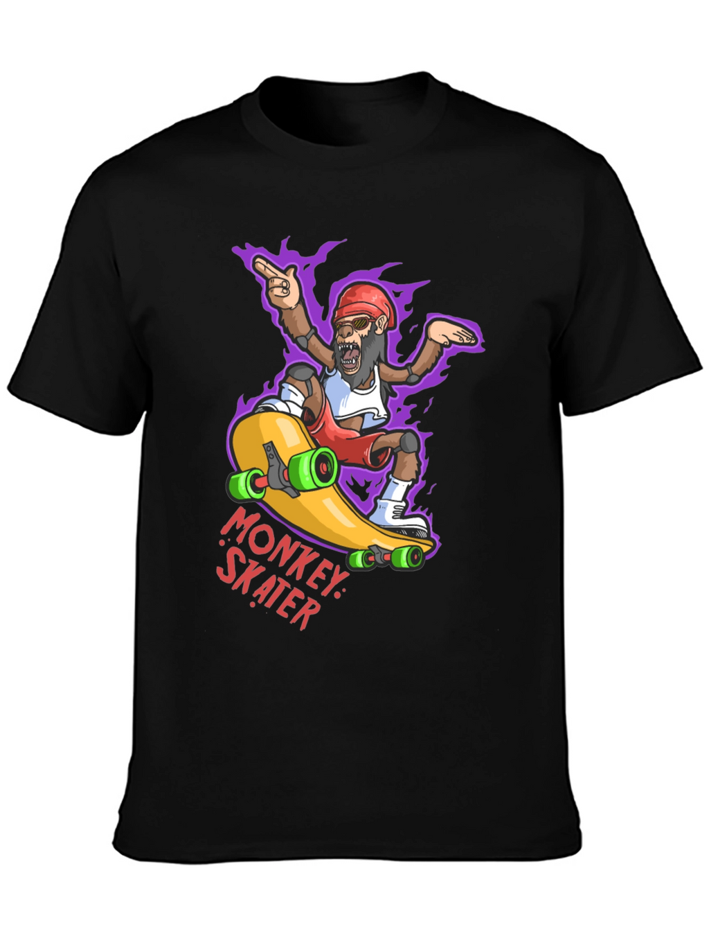 Monkey Skater Graphic Tee - Cool Cartoon Skateboard T-Shirt