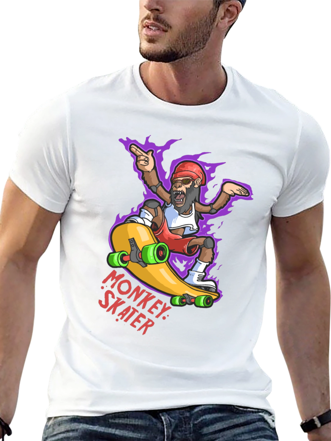 Monkey Skater Graphic Tee - Cool Cartoon Skateboard T-Shirt