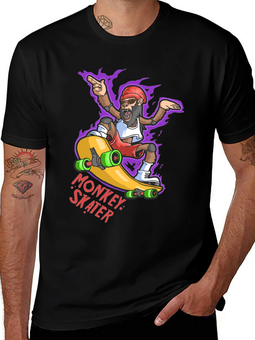 Monkey Skater Graphic Tee - Cool Cartoon Skateboard T-Shirt