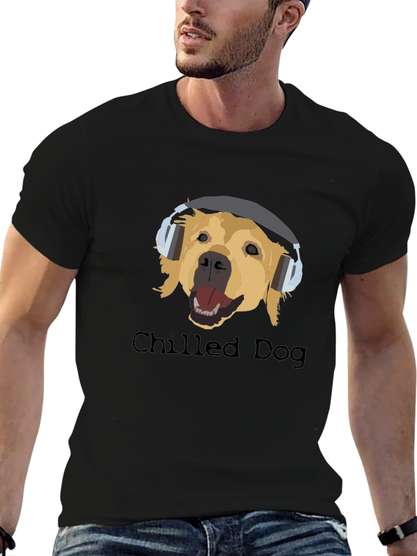 Chilled Dog Black Cotton Graphic Tee