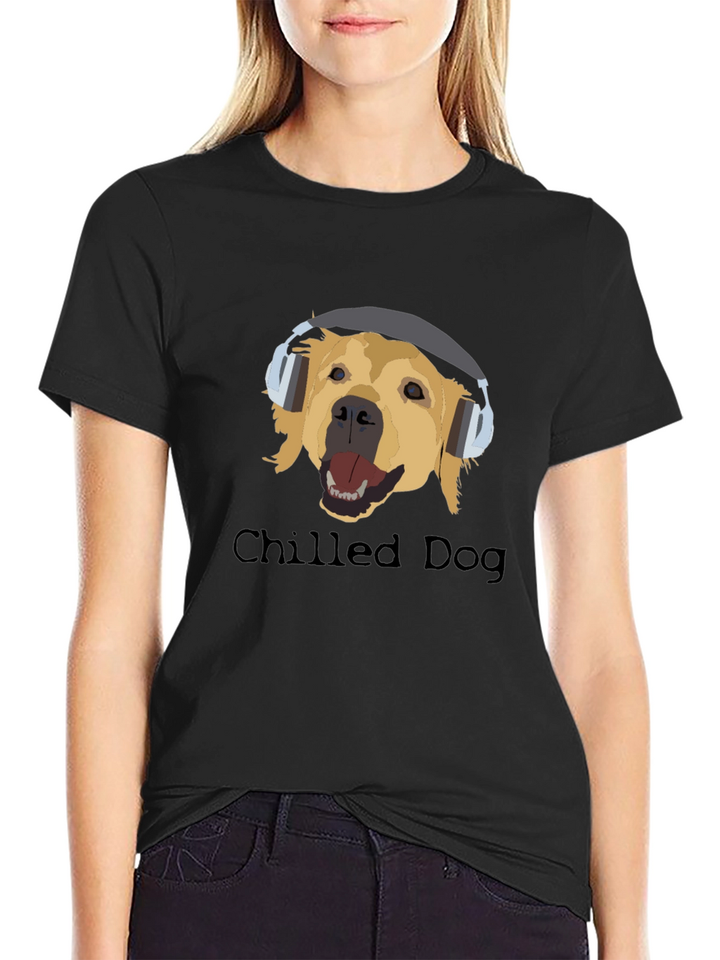 Chilled Dog Black Cotton Graphic Tee