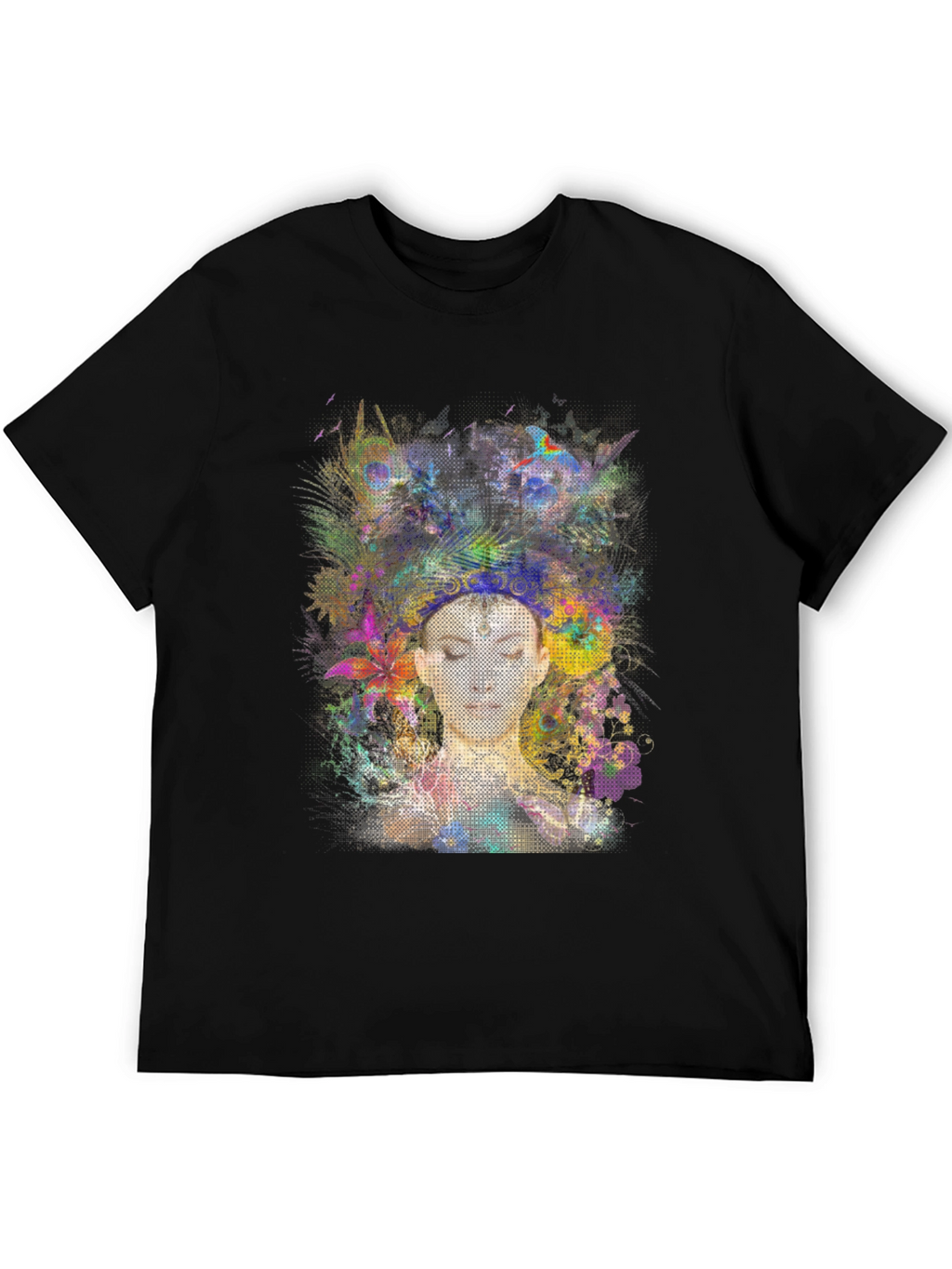 Abstract Floral Woman Black Graphic Tee