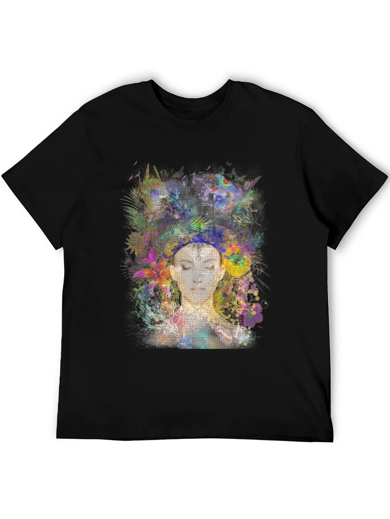 Abstract Floral Woman Black Graphic Tee