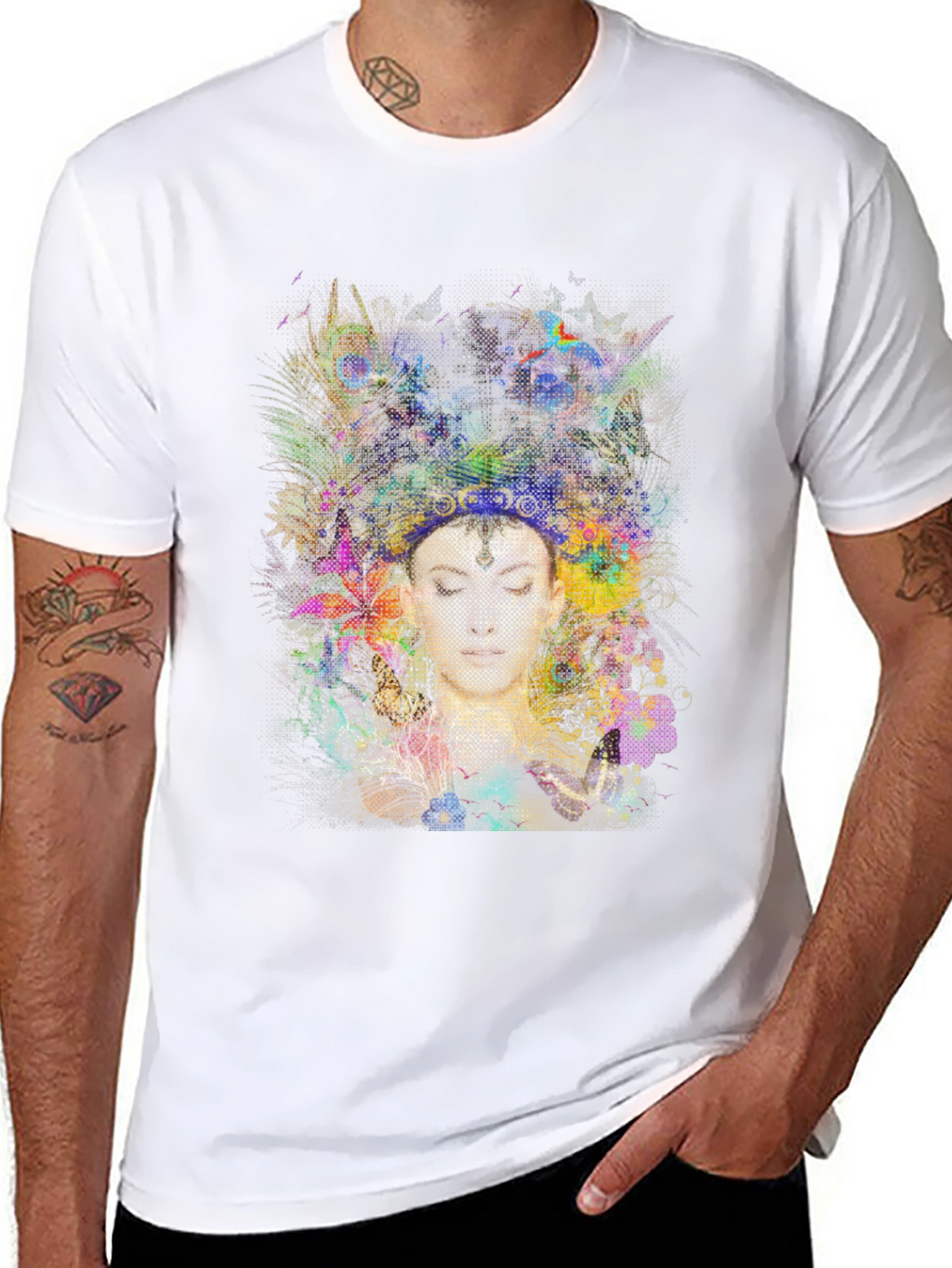 Abstract Floral Woman Black Graphic Tee