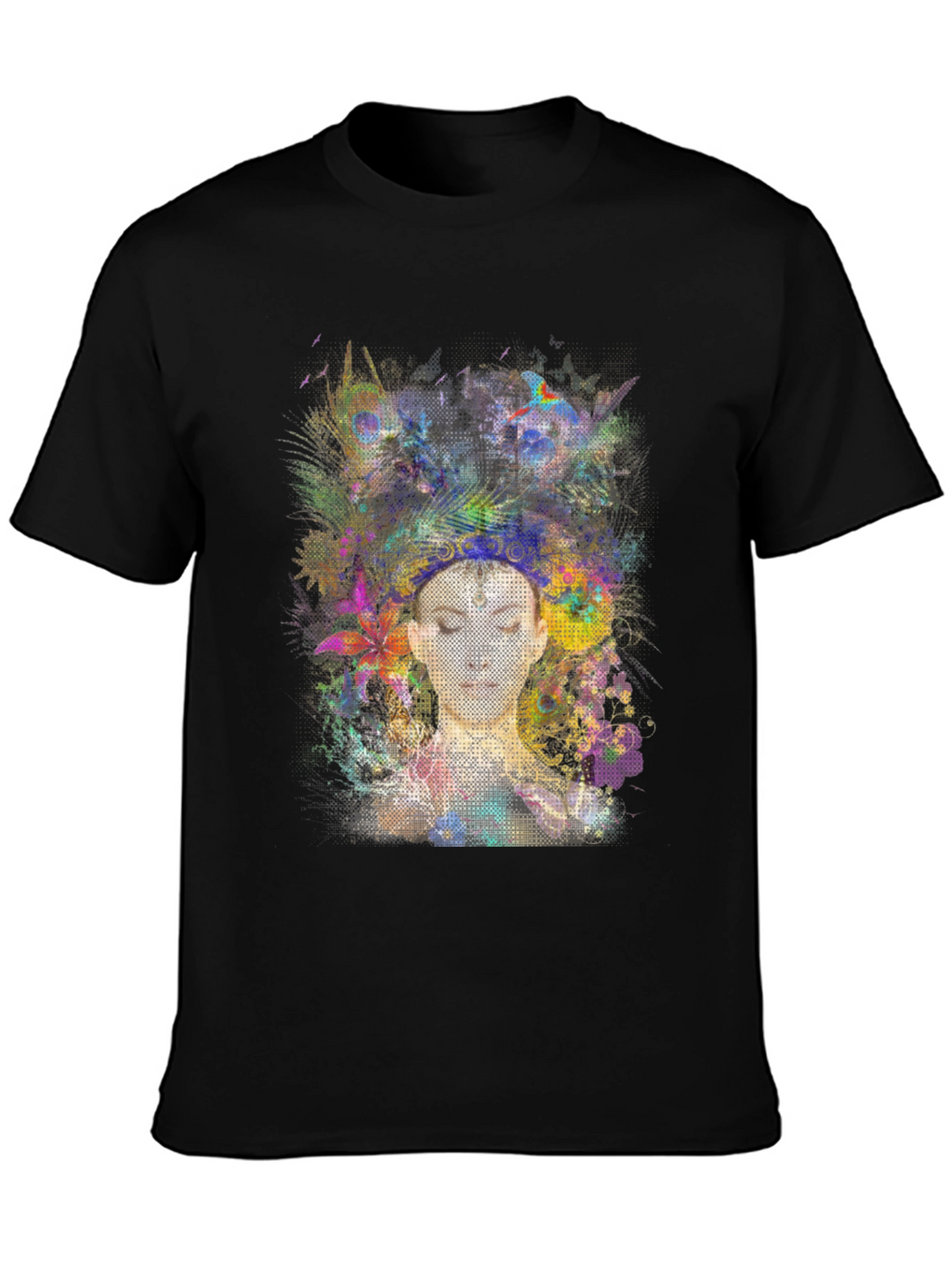 Abstract Floral Woman Black Graphic Tee