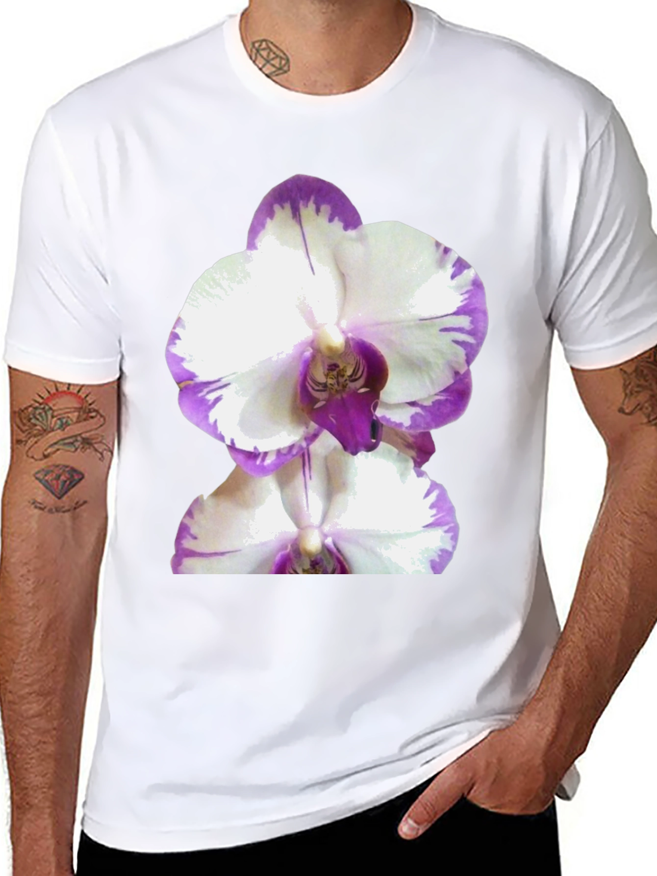 Orchid Graphic Tee - Black Cotton T-Shirt