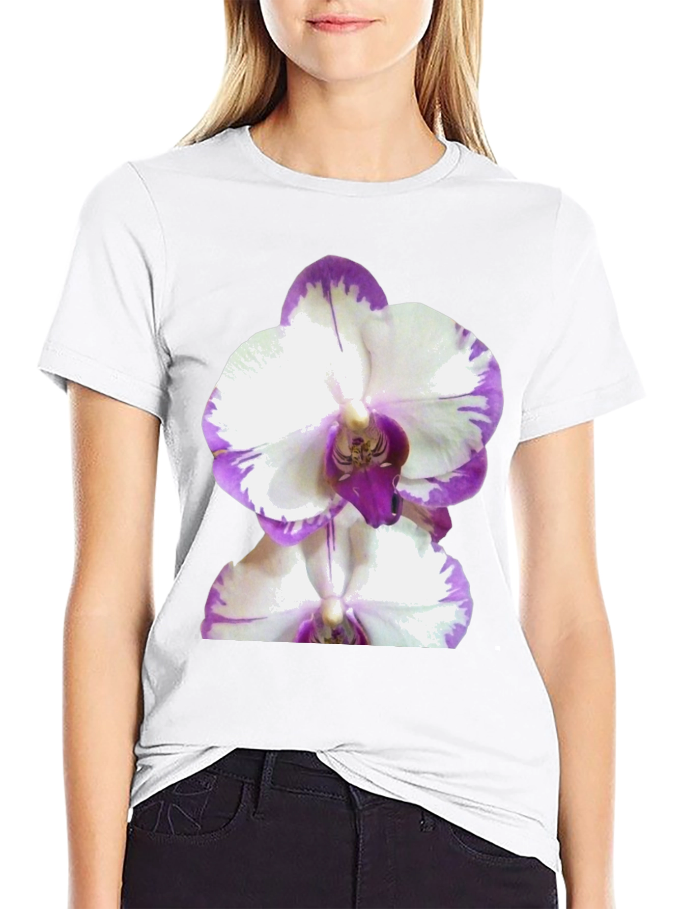 Orchid Graphic Tee - Black Cotton T-Shirt