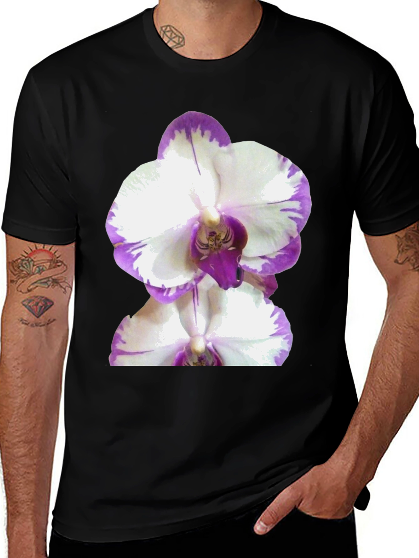 Orchid Graphic Tee - Black Cotton T-Shirt
