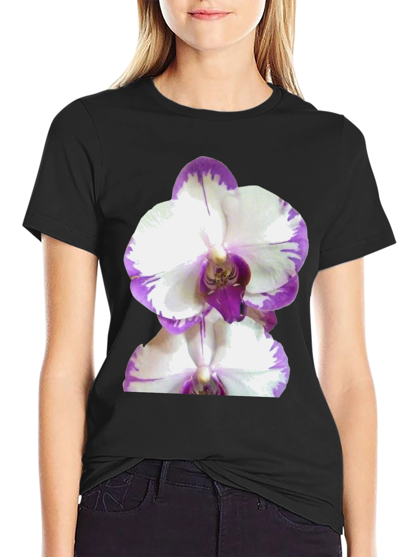 Orchid Graphic Tee - Black Cotton T-Shirt