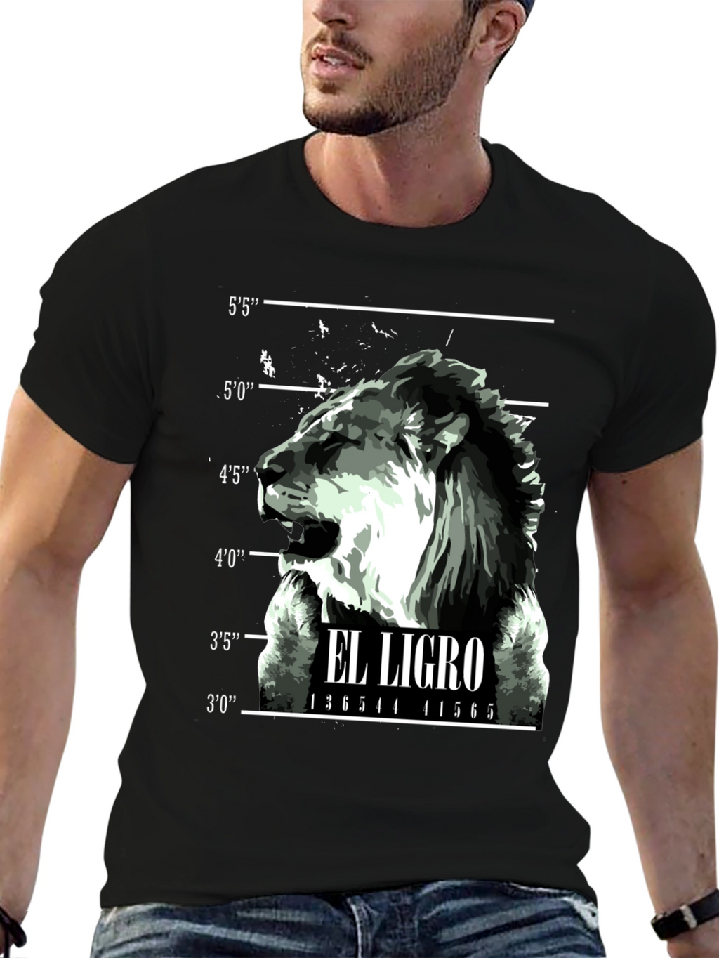 El Ligro Lion Mugshot Graphic T-Shirt