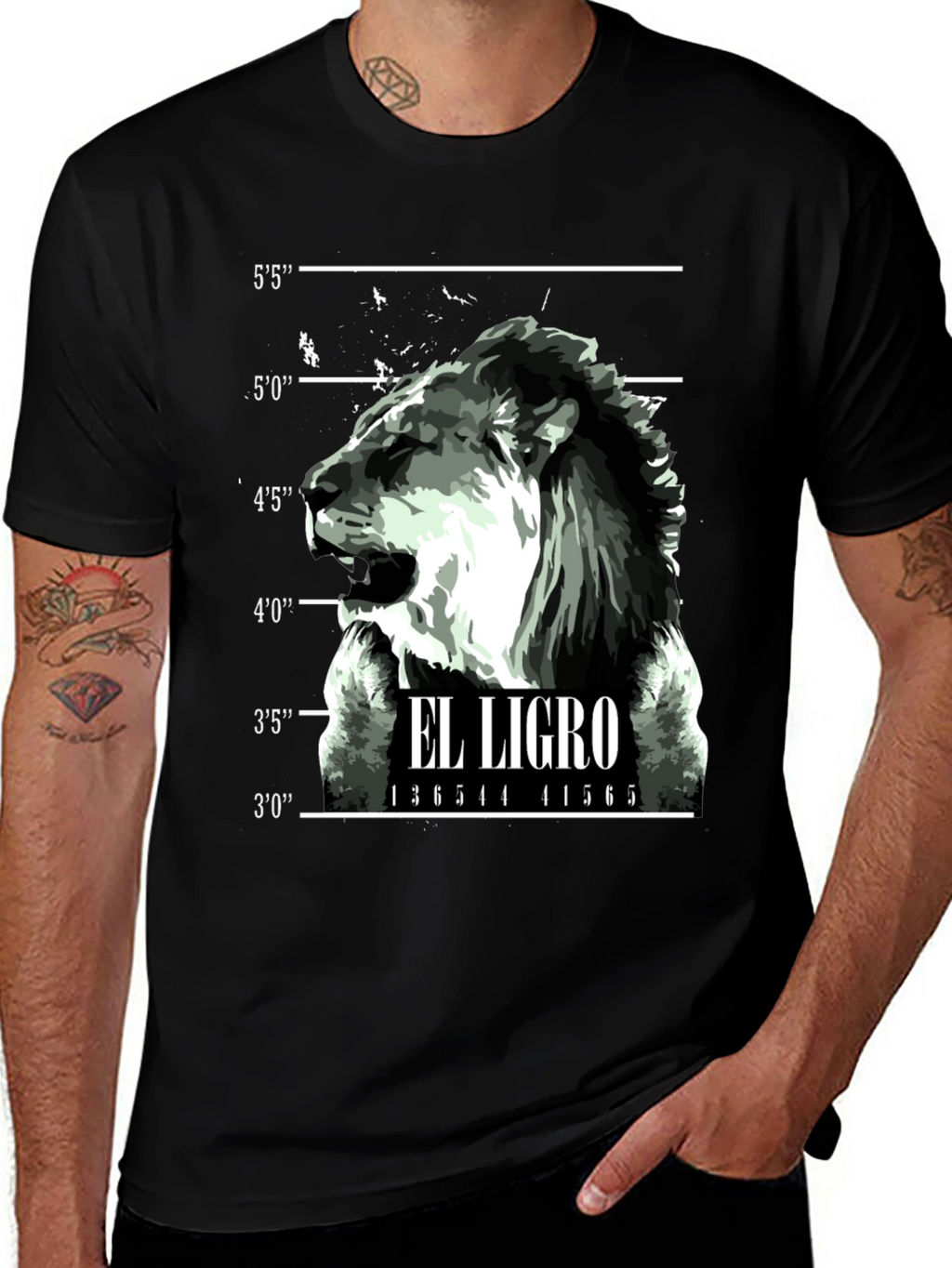 El Ligro Lion Mugshot Graphic T-Shirt