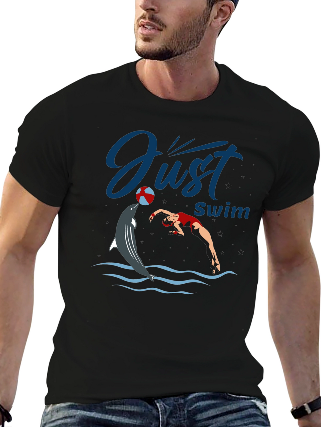 Just Swim Dolphin Graphic T-Shirt