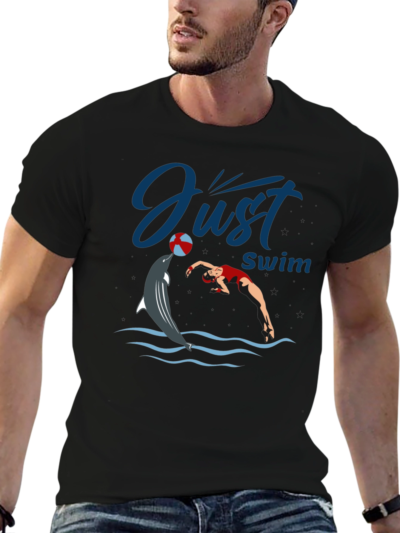 Just Swim Dolphin Graphic T-Shirt