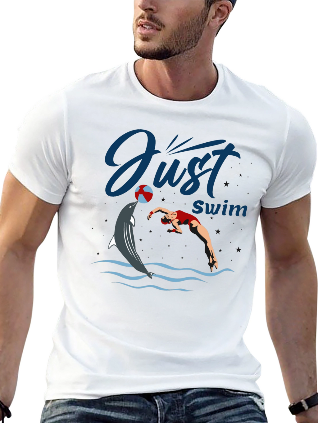 Just Swim Dolphin Graphic T-Shirt