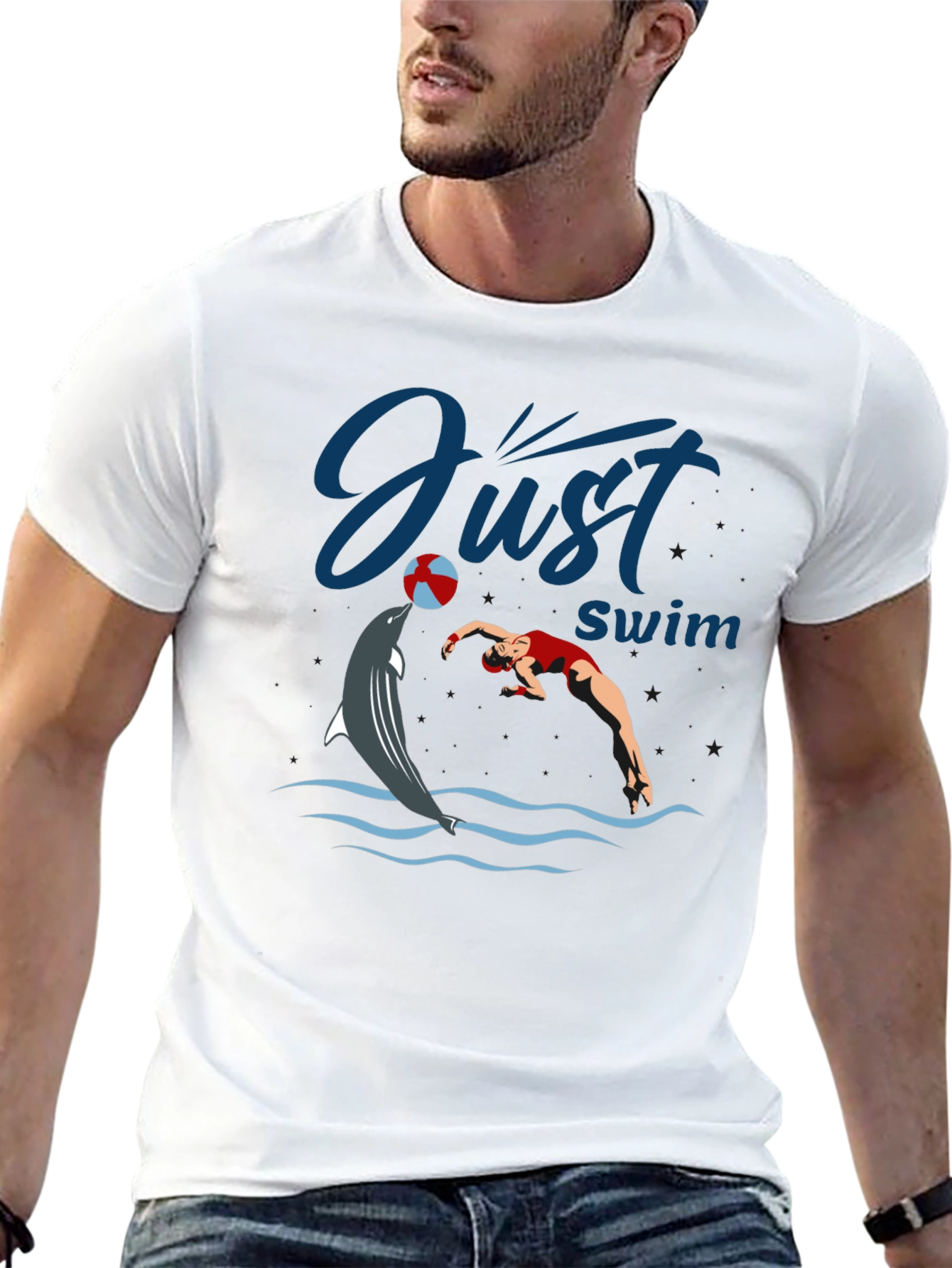 Just Swim Dolphin Graphic T-Shirt