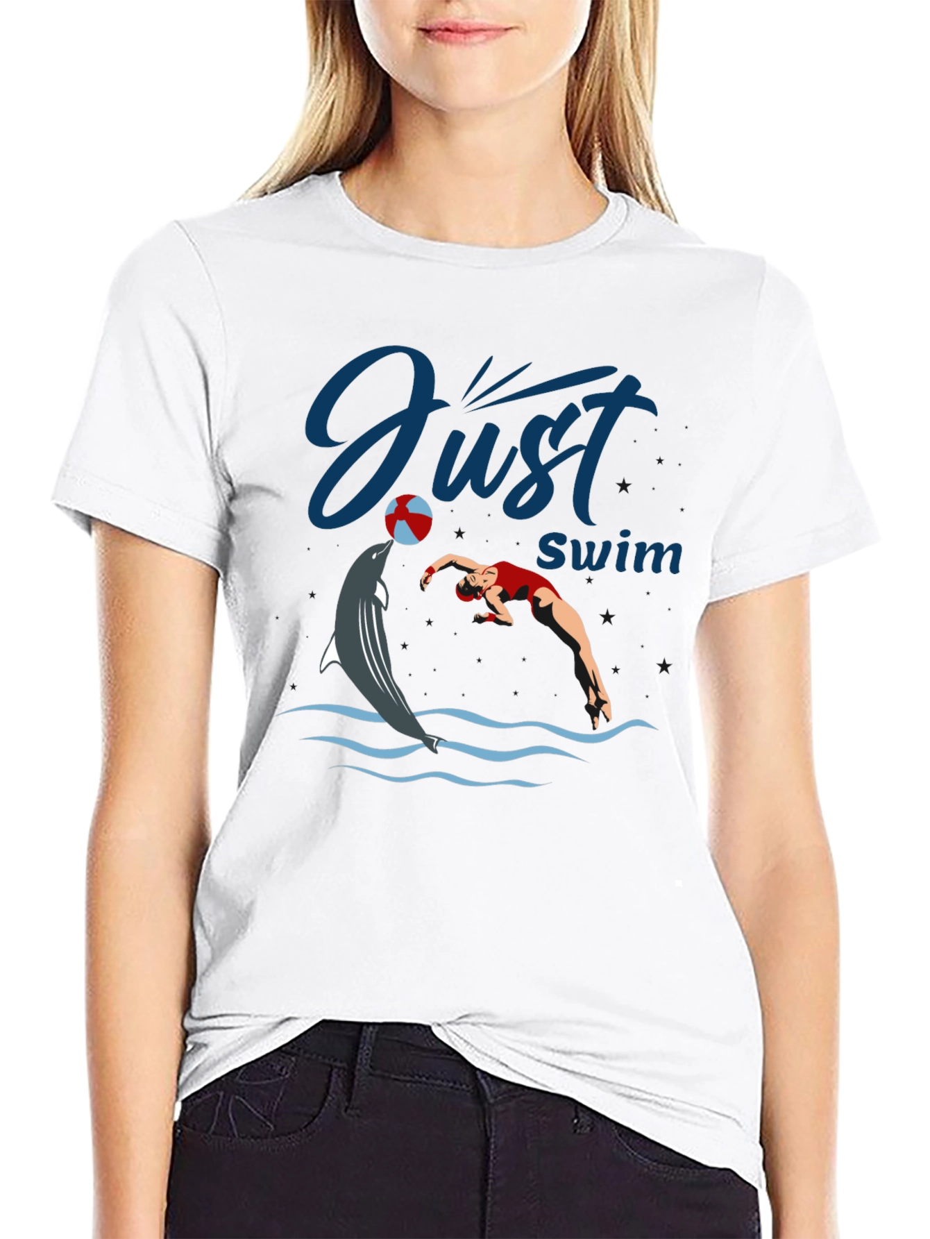 Just Swim Dolphin Graphic T-Shirt