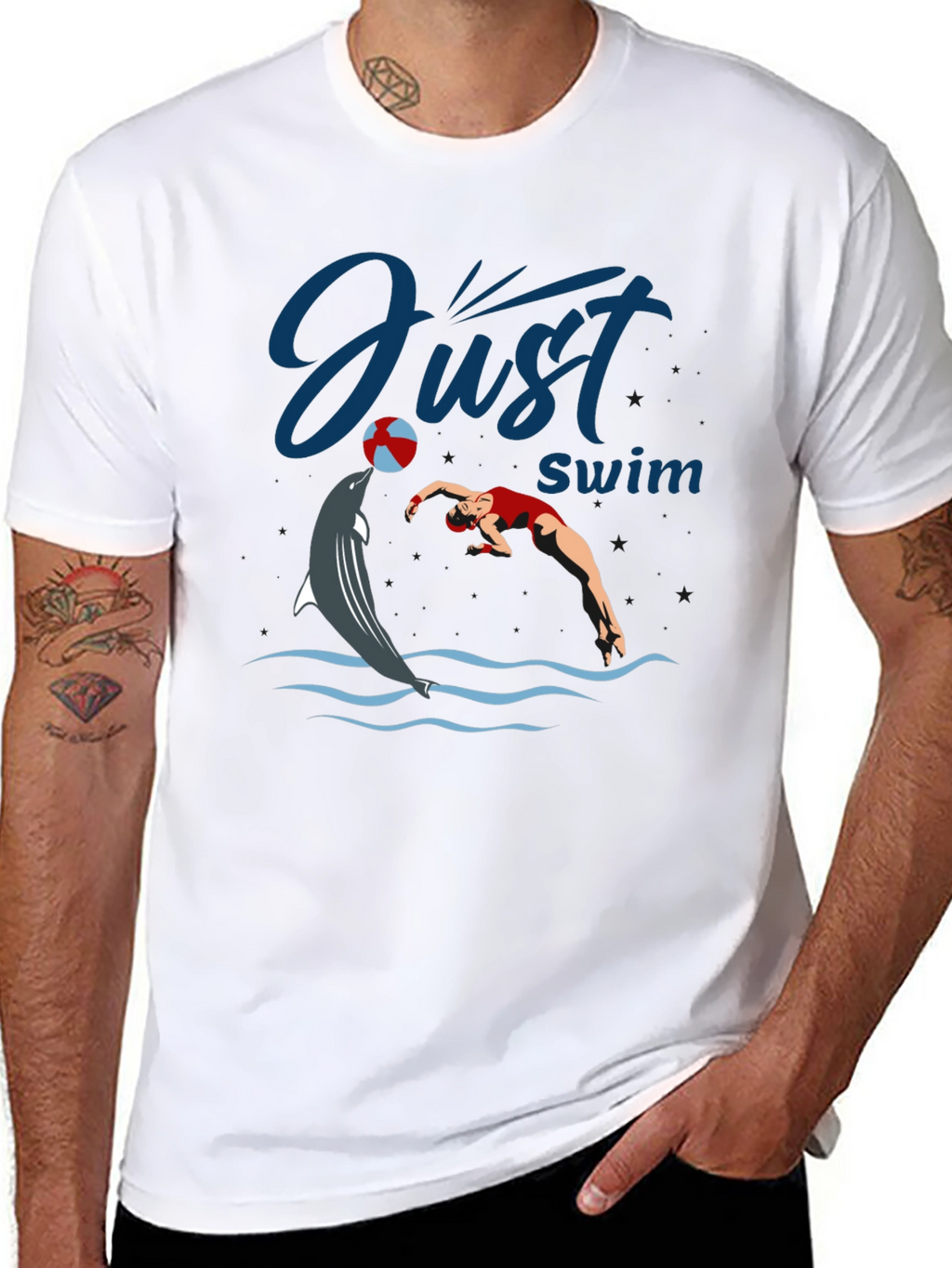 Just Swim Dolphin Graphic T-Shirt