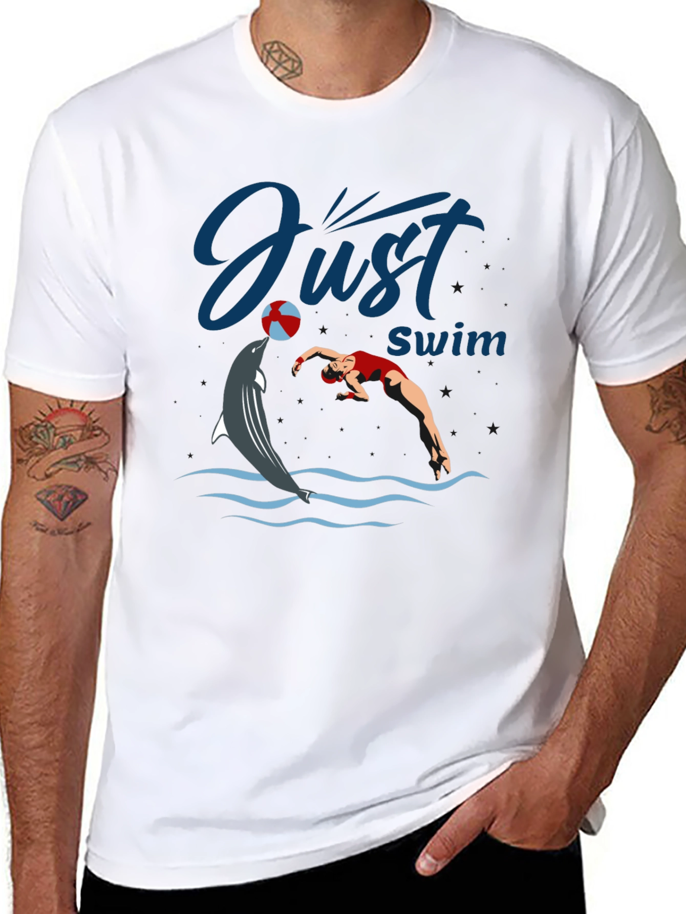 Just Swim Dolphin Graphic T-Shirt