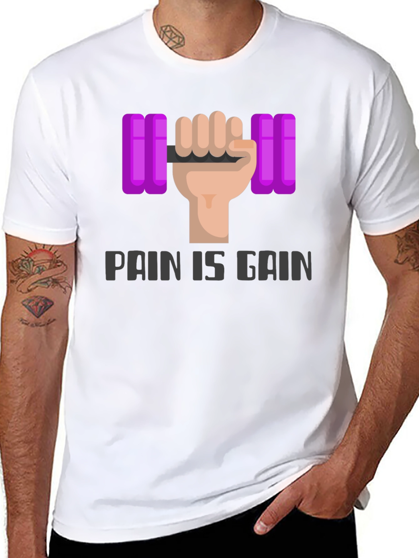 Pain is Gain Graphic Tee - Workout Motivation