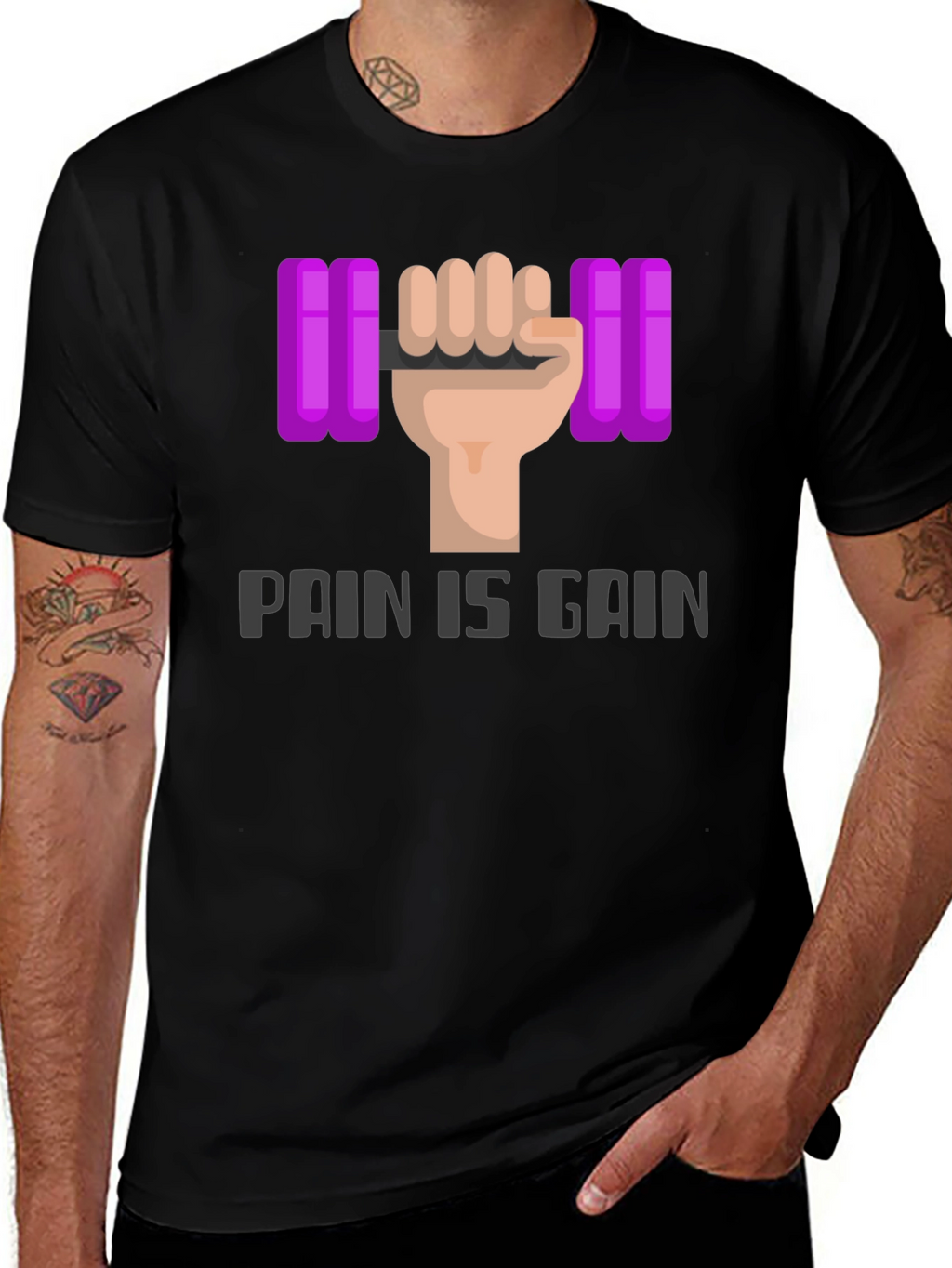 Pain is Gain Graphic Tee - Workout Motivation