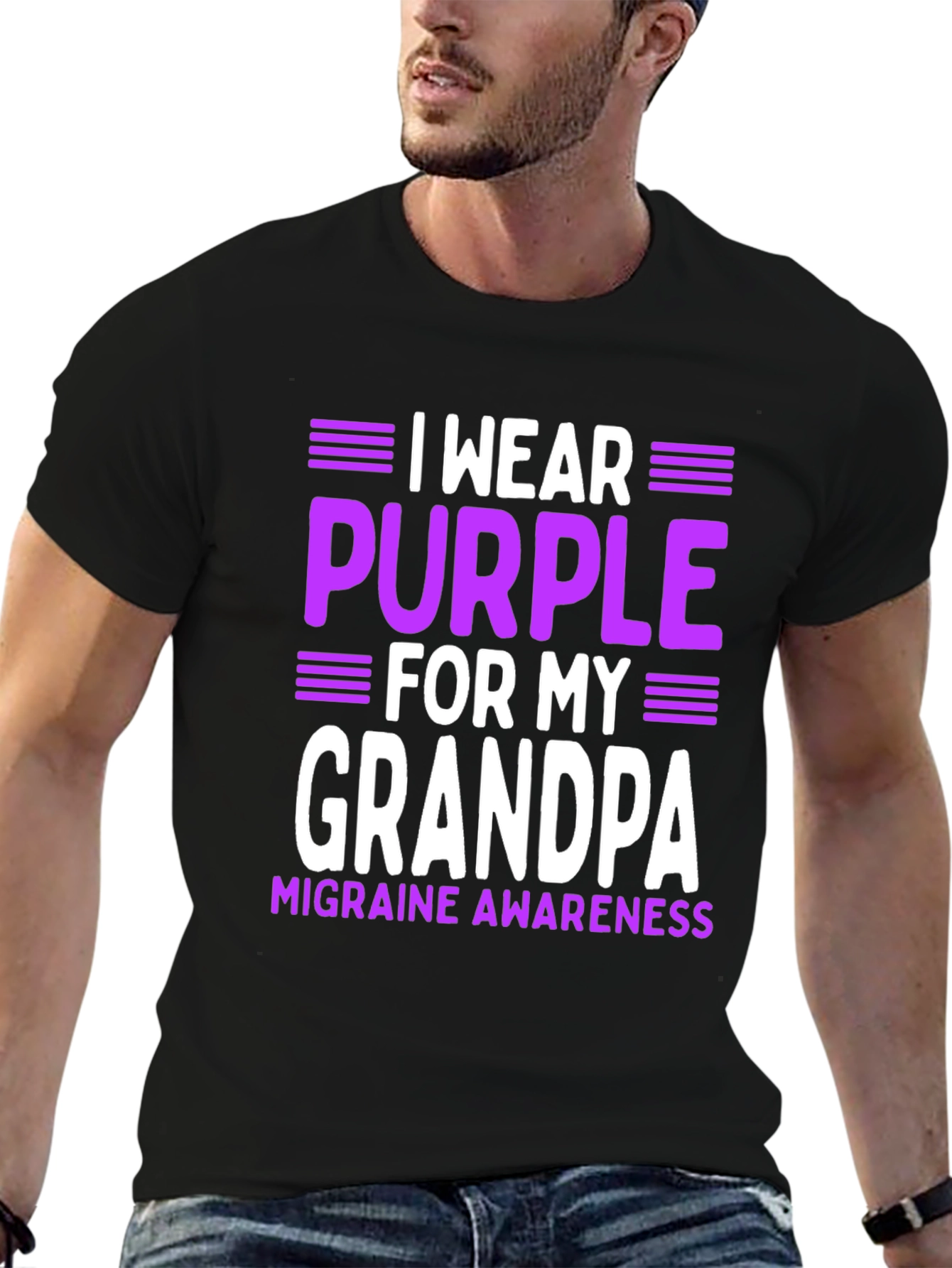 I Wear Purple for My Grandpa Migraine Awareness T-Shirt