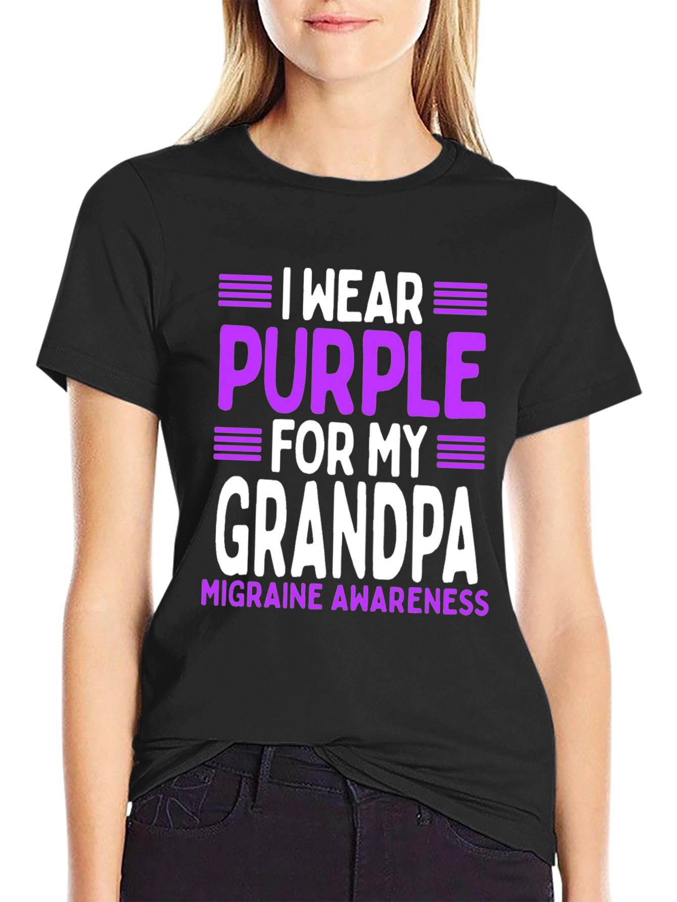 I Wear Purple for My Grandpa Migraine Awareness T-Shirt