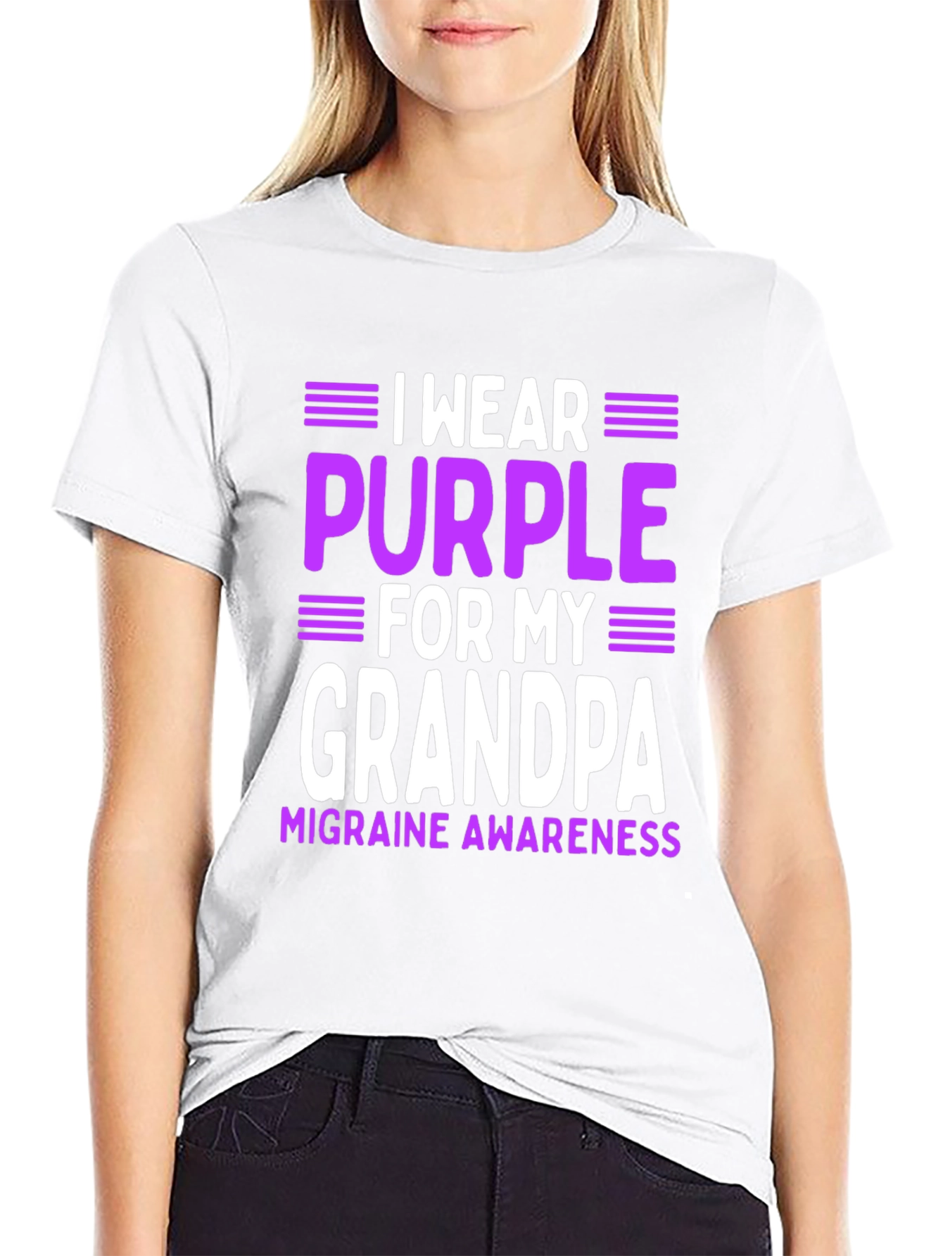 I Wear Purple for My Grandpa Migraine Awareness T-Shirt