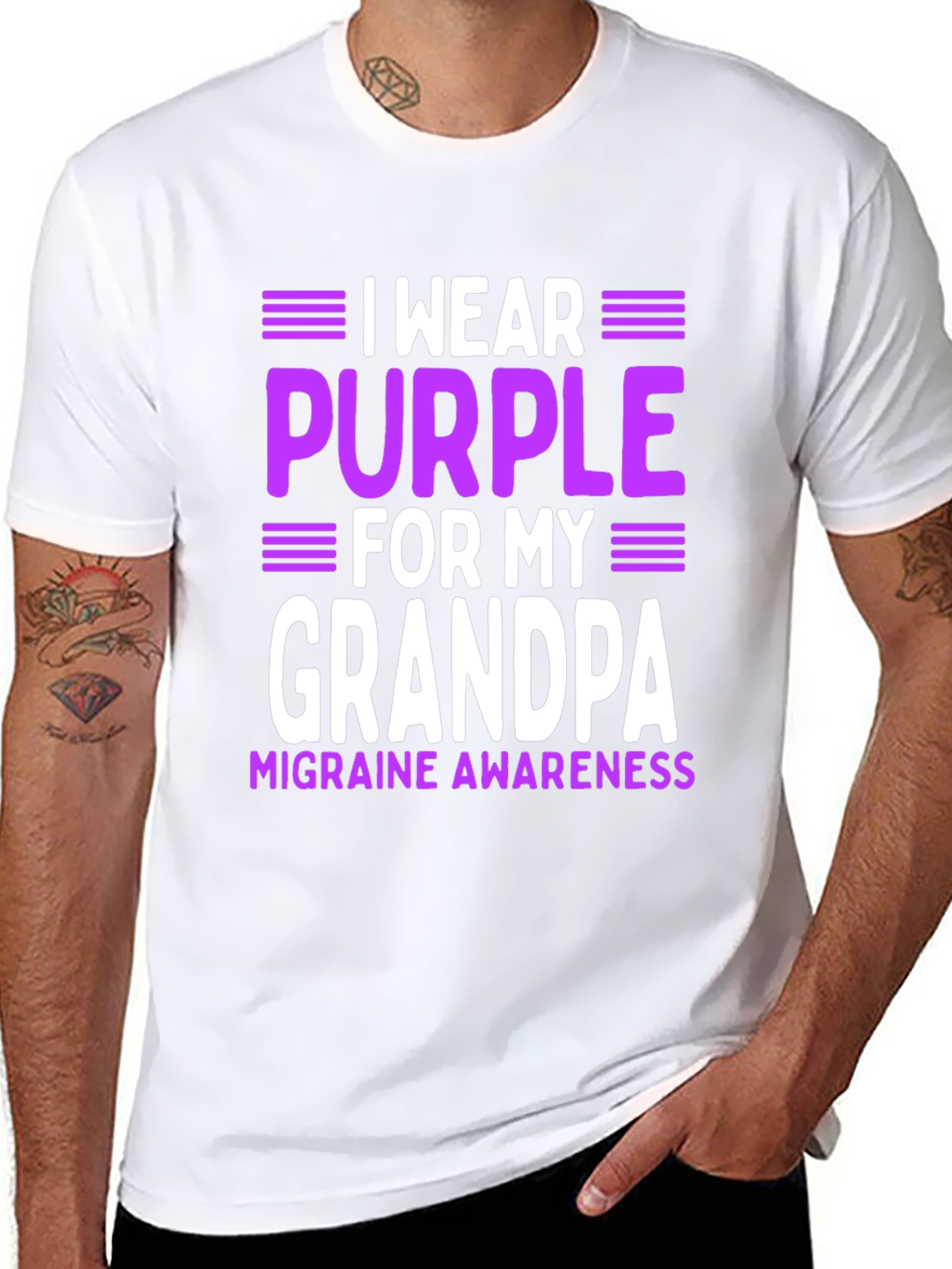 I Wear Purple for My Grandpa Migraine Awareness T-Shirt