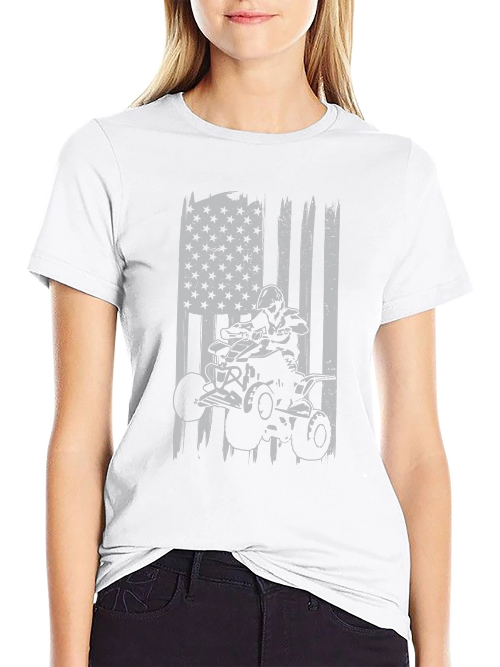 ATV Rider American Flag Graphic T-Shirt