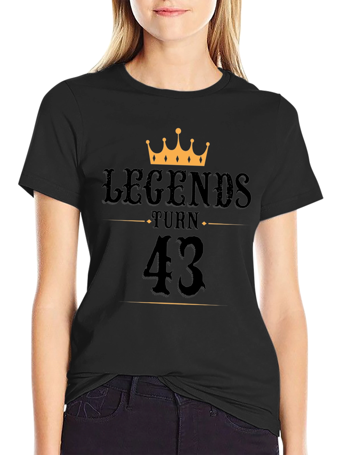 Legends Turn 43 Black Graphic T-Shirt