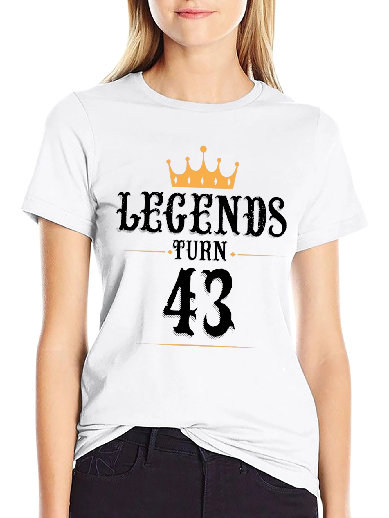 Legends Turn 43 Black Graphic T-Shirt
