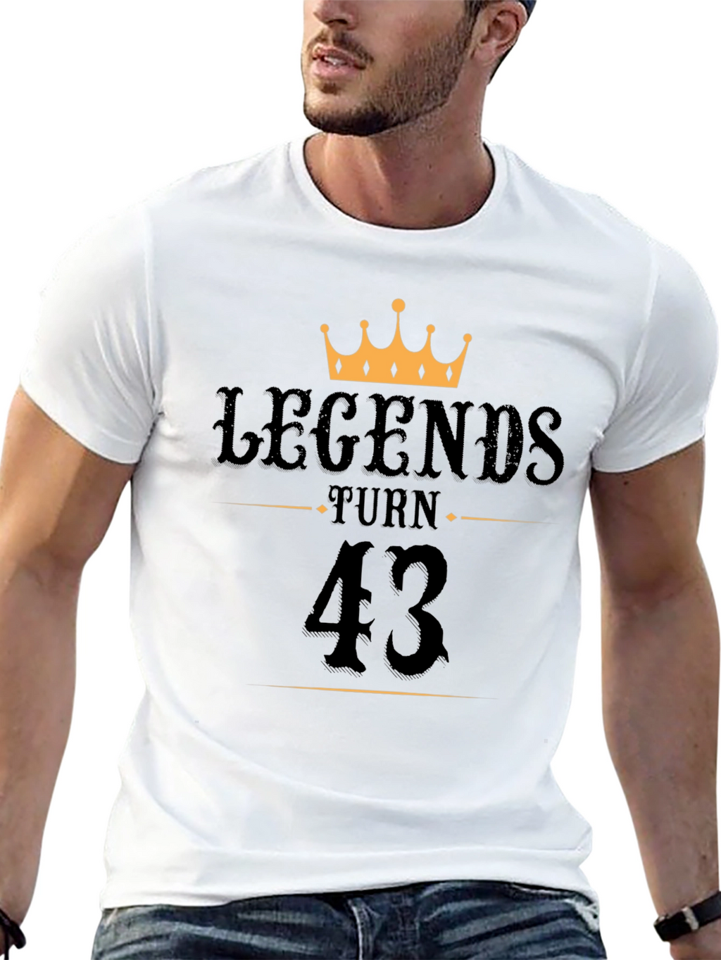 Legends Turn 43 Black Graphic T-Shirt