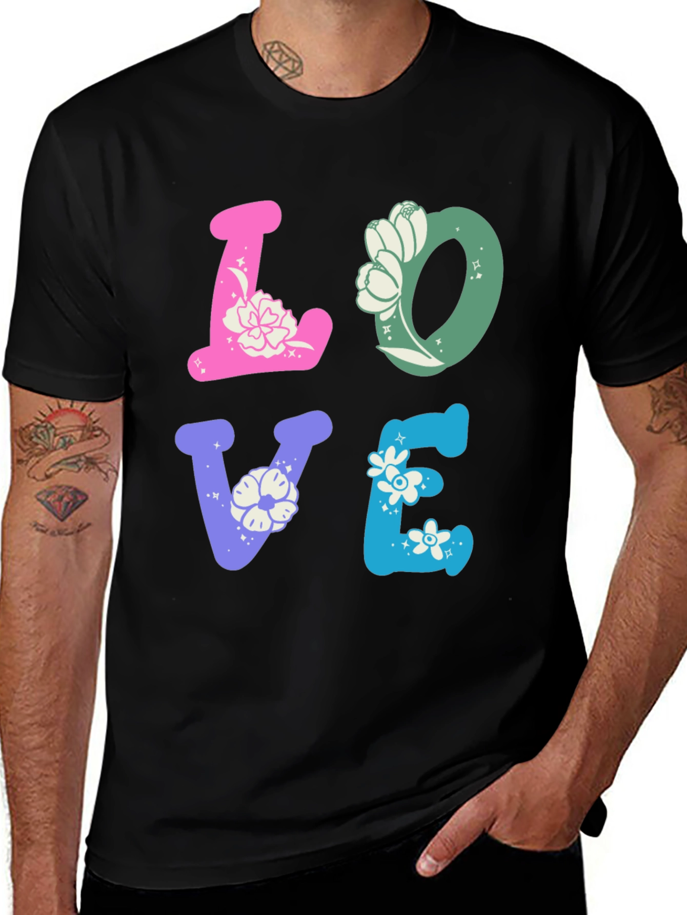 Floral LOVE Graphic Tee - Trendy Casual Shirt
