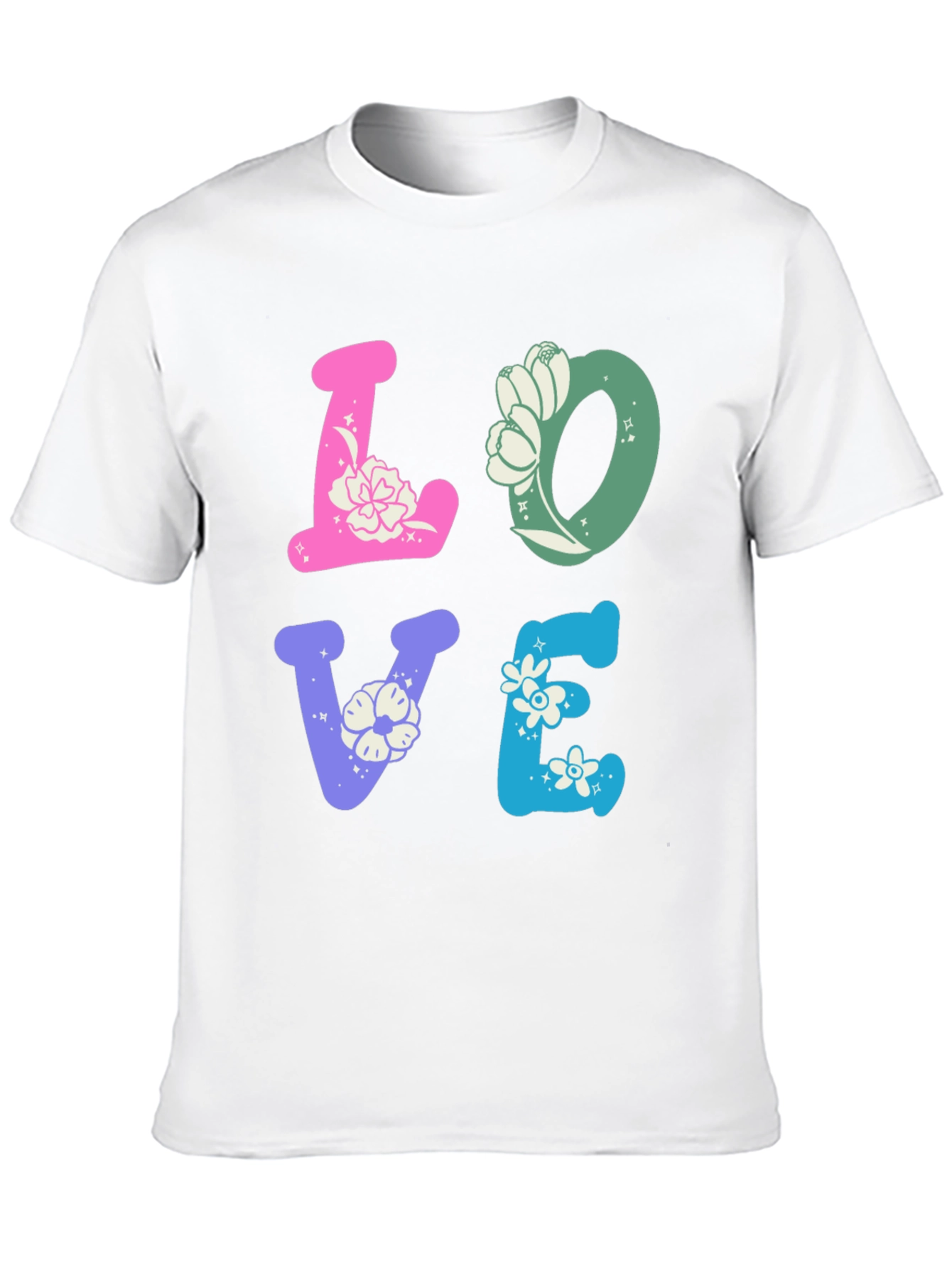 Floral LOVE Graphic Tee - Trendy Casual Shirt