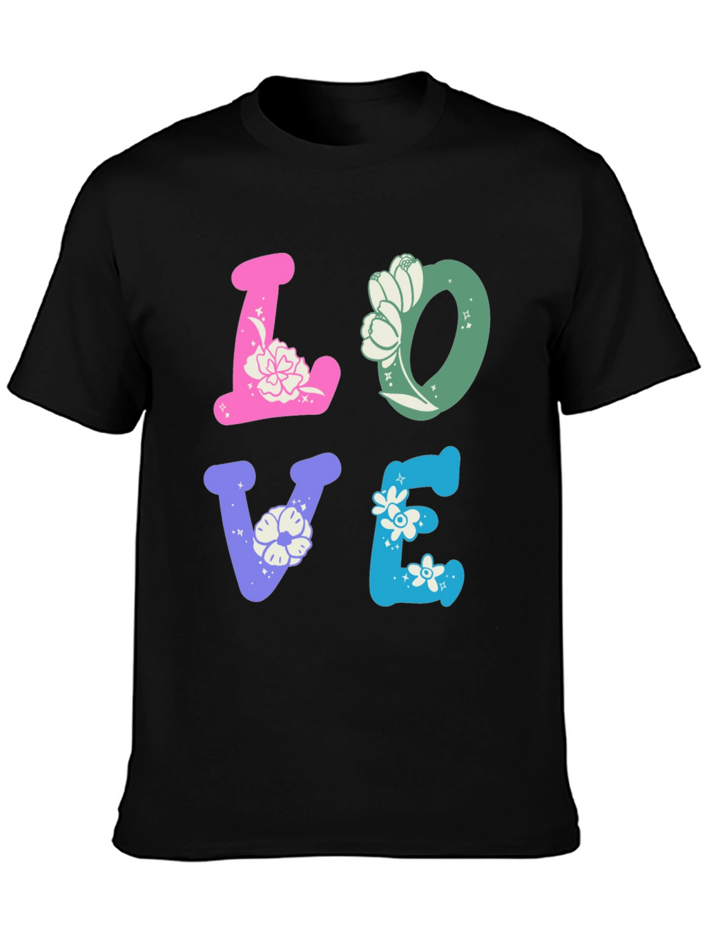 Floral LOVE Graphic Tee - Trendy Casual Shirt