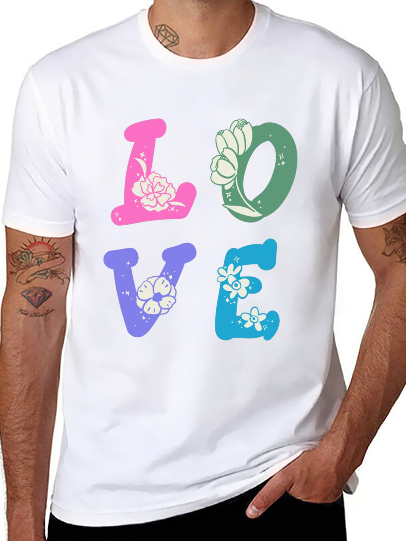 Floral LOVE Graphic Tee - Trendy Casual Shirt