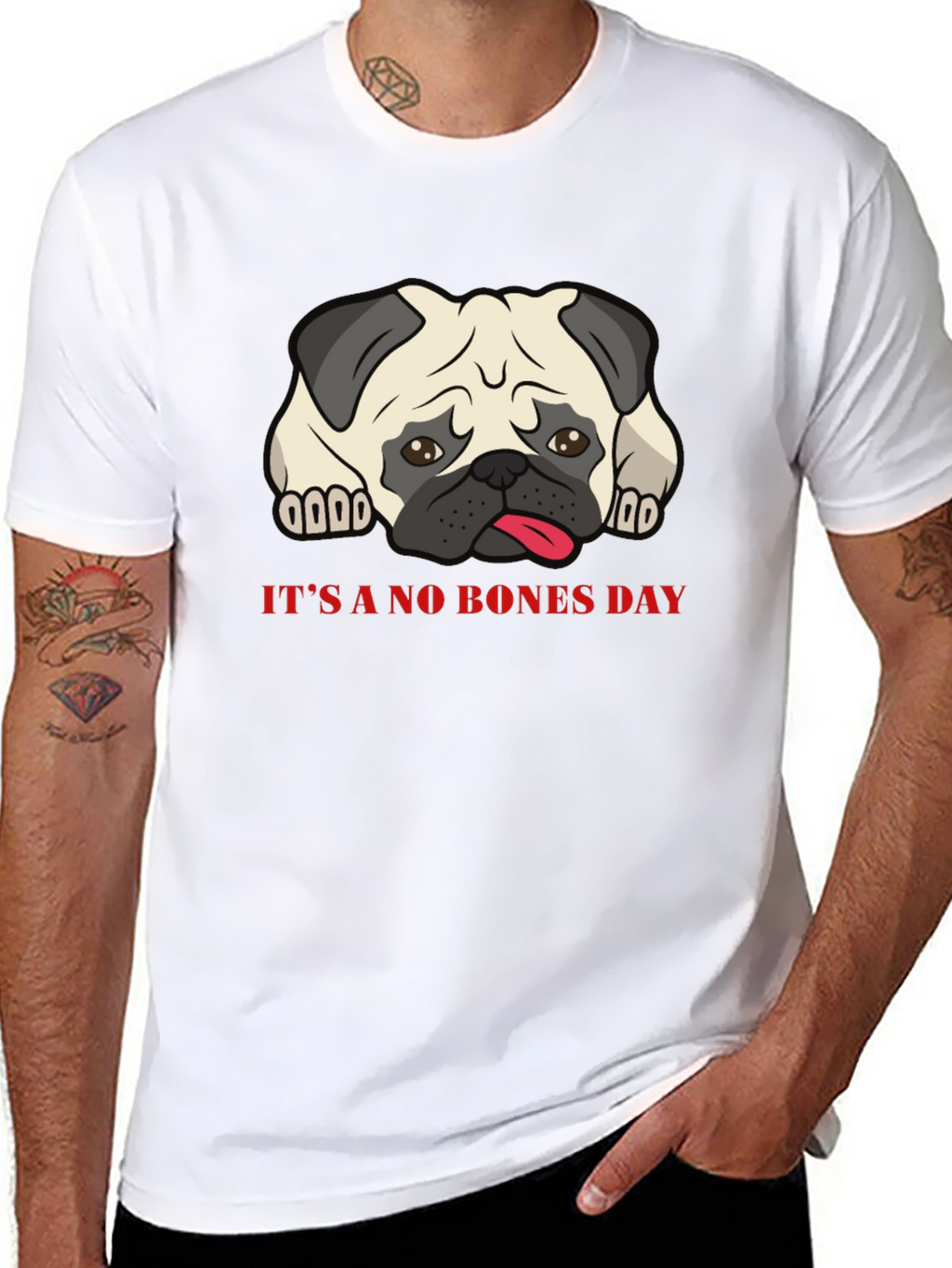 Its A No Bones Day Pug T-Shirt - Black