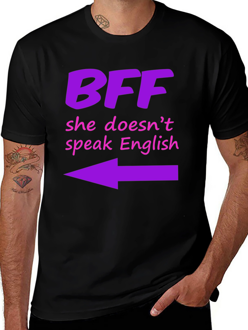 BFF She Doesnt Speak English Graphic T-Shirt