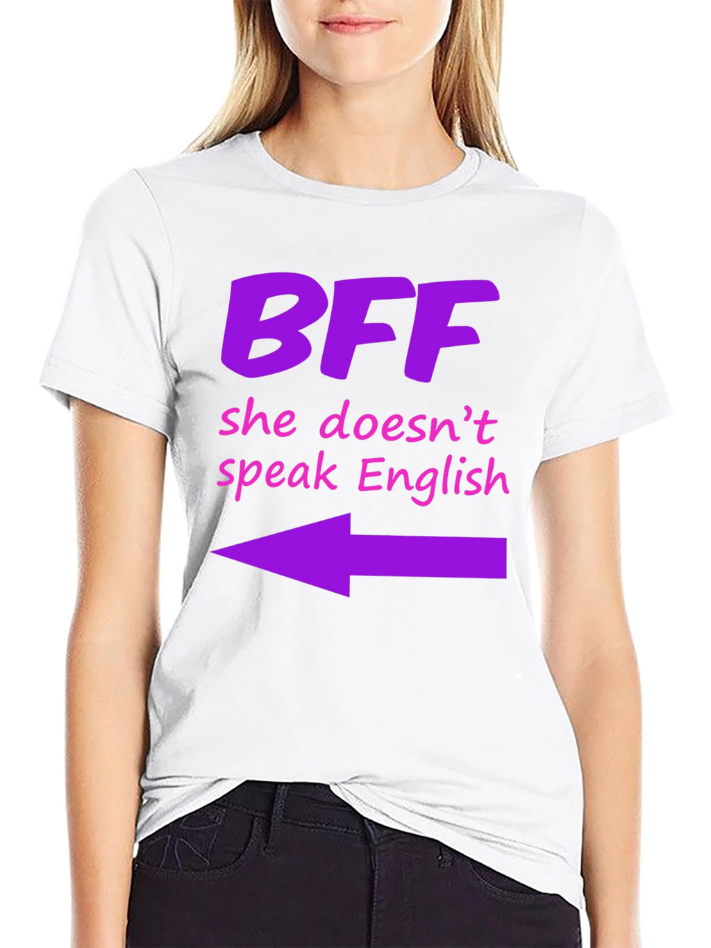 BFF She Doesnt Speak English Graphic T-Shirt