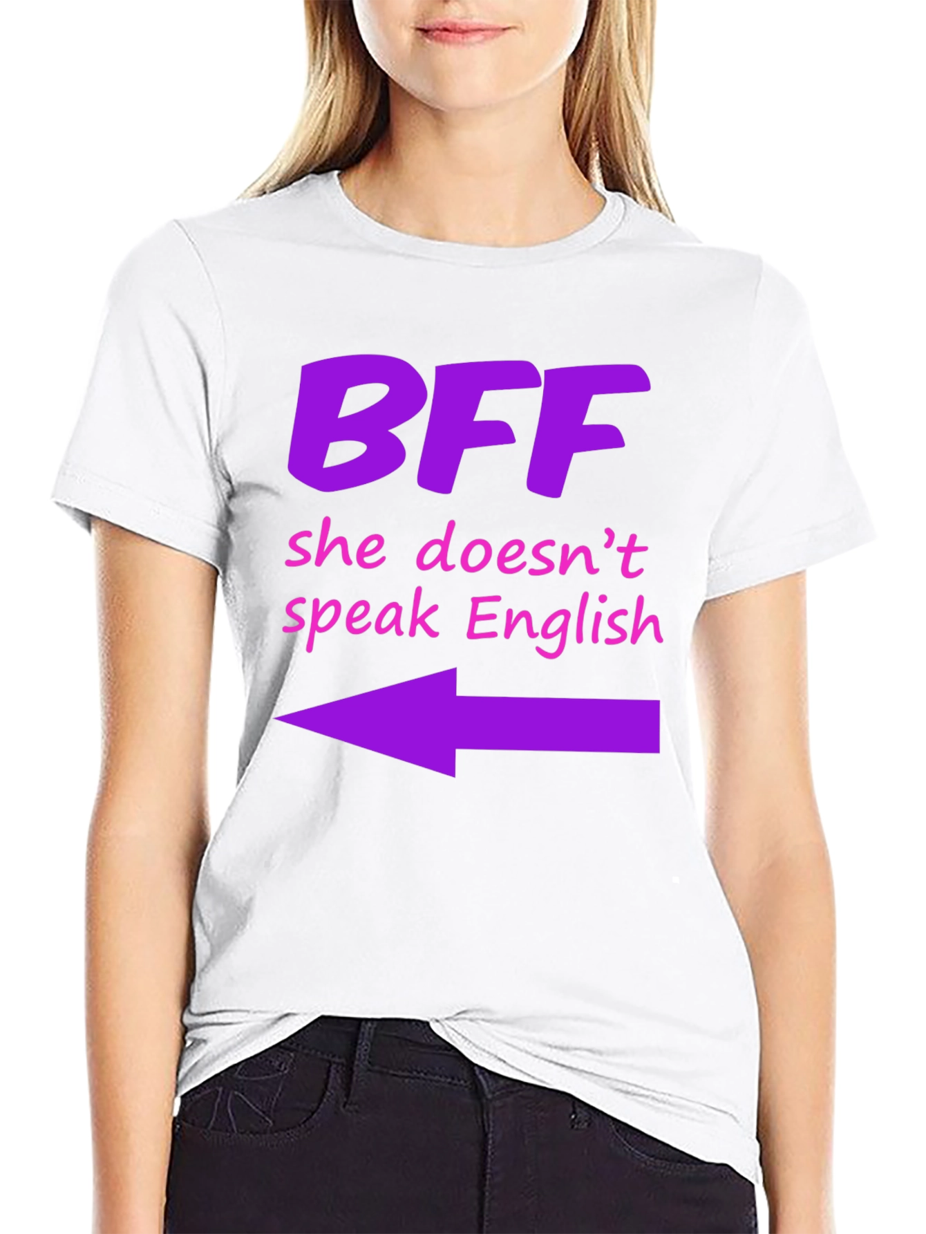 BFF She Doesnt Speak English Graphic T-Shirt